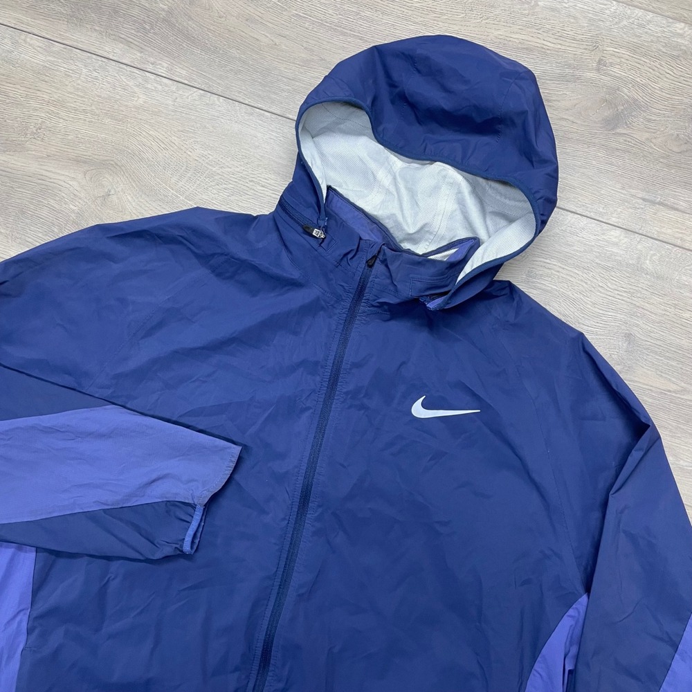 Nike Shield Running Jacket Mens Large Blue Full Zip‎ Windbreaker 801783-410